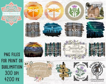 Fraser Fan Sublimation Bundle, Sassenach, La Dame Blanche, Fraser&#39;s Ridge, Claire Fraser, James Fraser, Tell the Bees