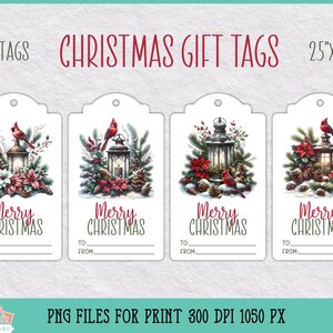 Christmas Cardinal Geschenkanhänger Bundle, druckbare Weihnachtsgeschenkanhänger