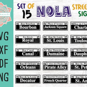 NOLA Street Sign Cut File Bundle for Silhouette and Cricut, INSTANT DOWNLOAD Mardi Gras svg, Fat Tuesday svg