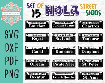 NOLA Street Sign Cut File Bundle for Silhouette and Cricut, INSTANT DOWNLOAD Mardi Gras svg, Fat Tuesday svg