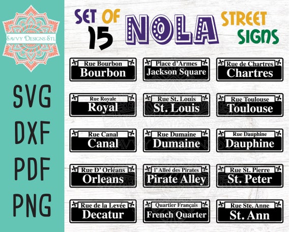 NOLA Street Sign Cut File Bundle: Mardi Gras SVG (digital Download