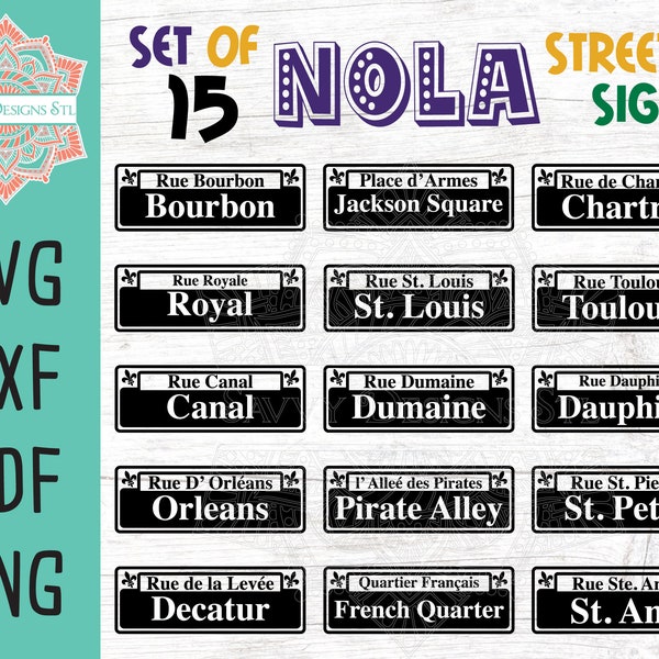 NOLA Street Sign Cut File Bundle: Mardi Gras SVG (Digital Download)