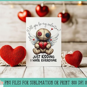 Anti Valentine Voodoo Doll I Hate Everyone for Sublimation or Print, Printable Funny Valentine&#39;s Day Design, Voodoo Doll