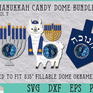 Hanukkah Candy Dome Bundle, Hanukkah Paper Craft, Hanukkah Card, Hanoukka Craft, Hanukkah Llama SVG