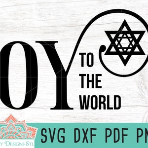 Oy To The World Hanukkah SVG Cut File pour Silhouette et Cricut, Cute Hanukkah Design, Hanukkah Imprimable, Hanukkah Shirt SVG