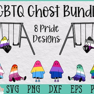 Pack fantôme LGBTQ | Drapeaux de la fierté d'Halloween | Lot de drapeaux d'identité de genre LGBTQ Pride pour Cricut et Silhouette, égalité, fierté