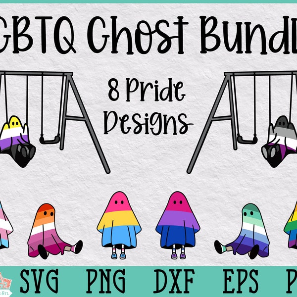 LGBTQ Ghost Bundle | Halloween Pride Flags | LGBTQ Pride Gender Identity Flag Bundle for Cricut and Silhouette, Equality, Pride