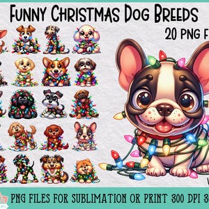 Funny Christmas Dog Breeds Bundle Vol 2 for Sublimation or Print, Christmas Dog Sublimation, Dog Breed Clipart, Christmas Sublimation Bundle