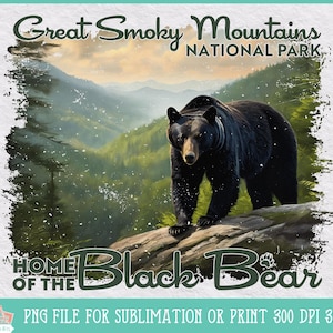 Great Smoky Mountains National Park Home of the Black Bear PNG voor sublimatie of print