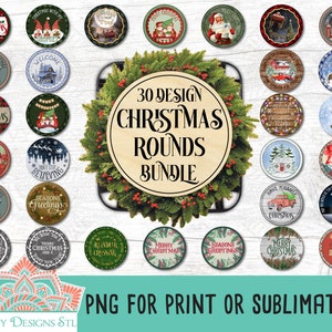 Christmas Rounds PNG Bundle, Holiday Sublimation Designs (Digital Download)