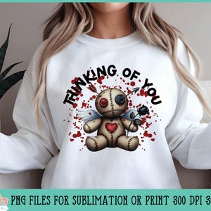 Anti Valentine Voodoo Doll Thinking of You for Sublimation or Print, Printable Funny Valentine&#39;s Day Design, Voodoo Doll