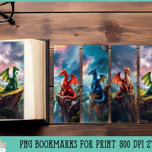 Marcadores de libros de fantasía con forma de dragón, marcadores imprimibles, marcadores para imprimir y recortar, marcadores para niños