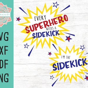 Superhero et Sidekick Cut File pour Silhouette et Cricut, INSTANT DOWNLOAD, Fathers Day svg, Superhero svg Imprimable Template