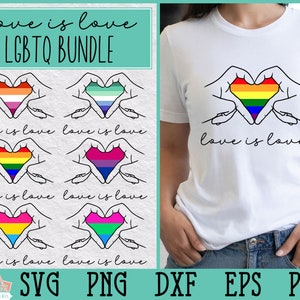 LGBTQ Love is Love-bundel | Pride-vlagharten | LGBTQ Pride genderidentiteit vlagbundel voor Cricut en Silhouette, Equality, Pride