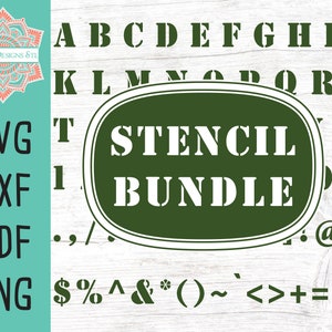 Stencil Alphabet Template Cut File for Silhouette and Cricut, INSTANT DOWNLOAD, stencil svg, army lettering svg