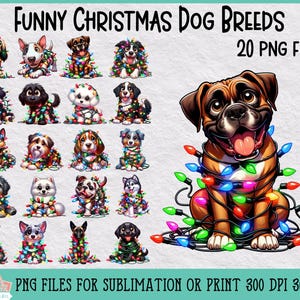 Funny Christmas Dog Breeds Bundle Vol 1 for Sublimation or Print, Christmas Dog Sublimation, Dog Breed Clipart, Christmas Sublimation Bundle