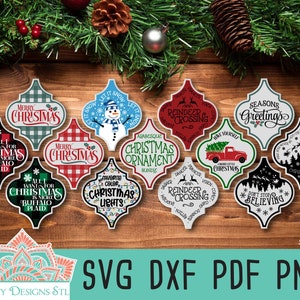 Pacote SVG de enfeite de arabesco de Natal para impressão ou corte, silhueta e cricut, azulejos arabescos, pacote Svg de enfeite de Natal