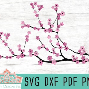 Cherry Blossom Tree Branch Cut File for Silhouette and Cricut,  INSTANT DOWNLOAD, Cherry Blossom svg, png, dxf, and pdf Printable Template