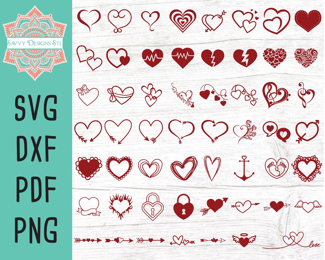 Hearts Cut File Bundle for Silhouette and Cricut INSTANT - Etsy