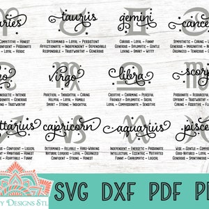 Zodiac Traits SVG Cut File Bundle for Silhouette and Cricut - Etsy