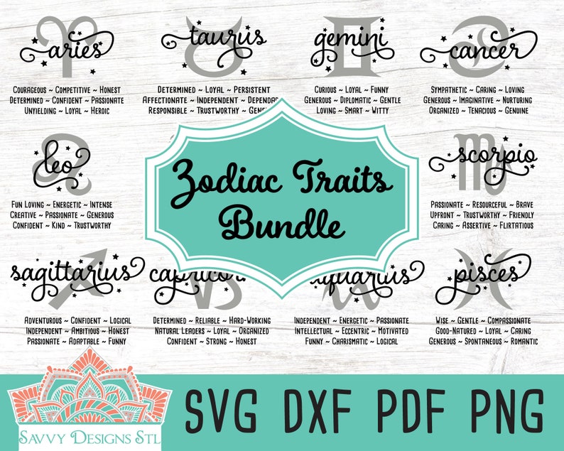 Download Zodiac Traits SVG Cut File Bundle for Silhouette and ...
