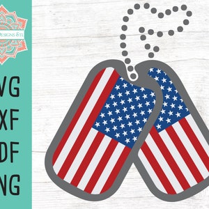 American Flag Dog Tags Cut File Images for Silhouette and Cricut, INSTANT DOWNLOAD, 4th of July, Memorial Day
