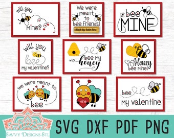 Bee Valentine's Day Cut File Bundle for Silhouette and Cricut, Bee Mine svg, Meant to Bee, Bee Friends, Bee Valentine Printable