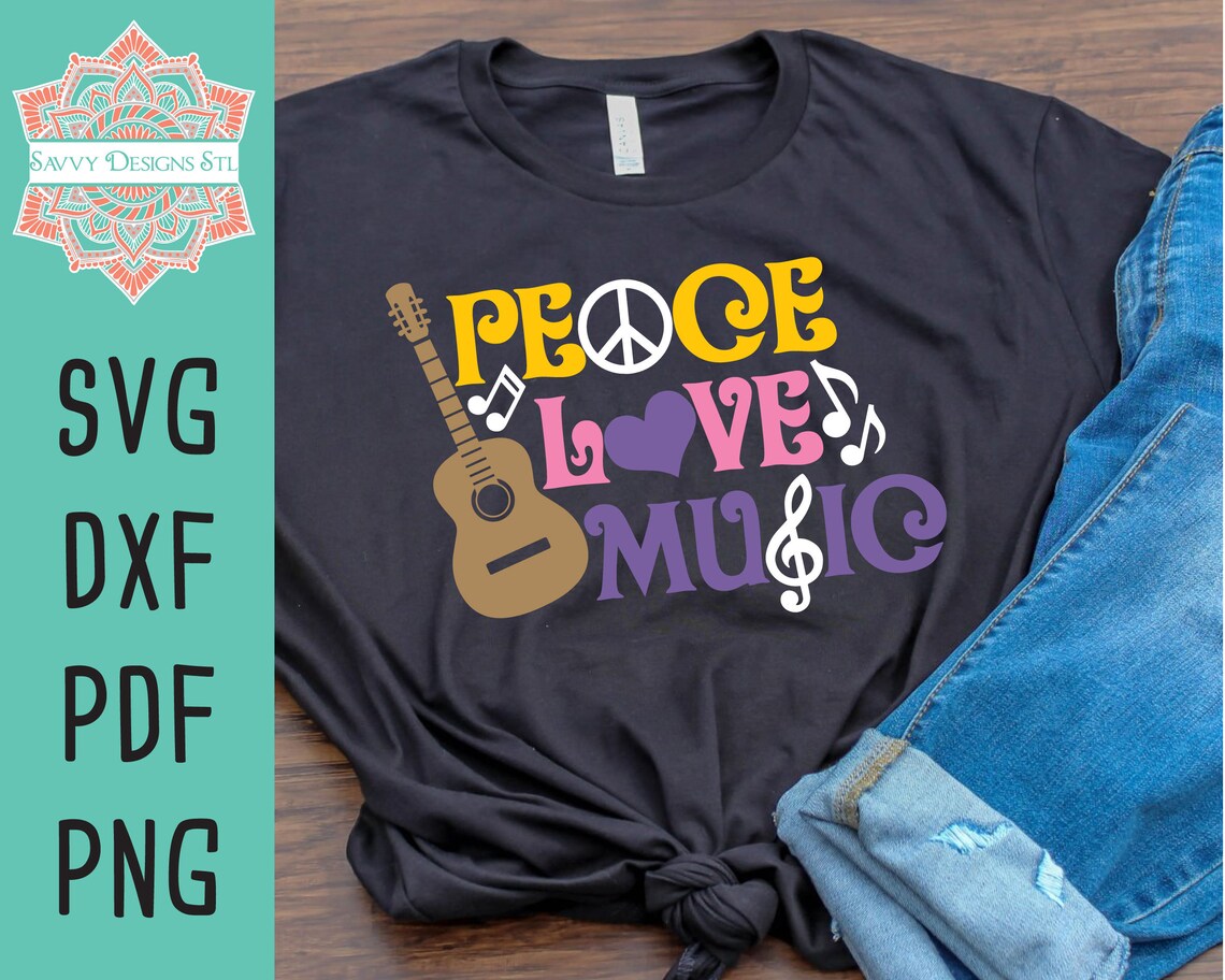 Peace Love & Music Cut File for Silhouette and Cricut INSTANT Etsy