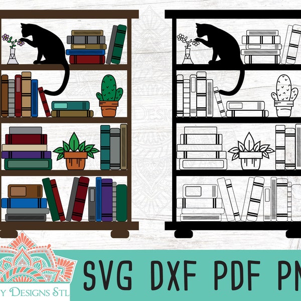 Bookcase Layered SVG Cut File Bundle for Silhouette and Cricut, Book Lover, Reading, Book Addict