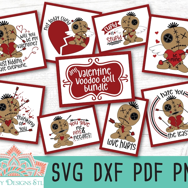 Anti Valentine Voodoo Doll Bundle for Cut or Print, Silhouette & Cricut, Voodoo Doll svg, Anti Valentine svg, Cupid is Stupid