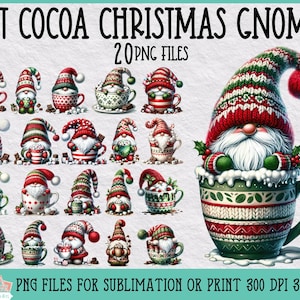 Hot Cocoa Christmas Gnomes Clipart Bundle for Sublimation or Print, Gnome Sublimation, Hot Chocolate Clipart, Winter Sublimation Bundle