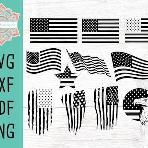 American Flag Cut File Bundle (svg, png, dxf, pdf)