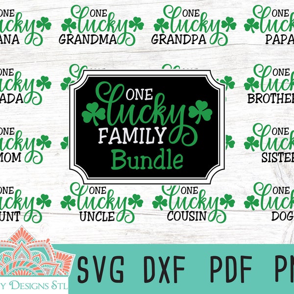 One Lucky Family St Patrick's Day Cut File Bundle for Silhouette and Cricut, INSTANT DOWNLOAD St. Patricks Day svg