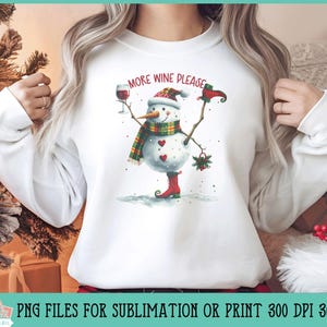 Clipart drôle de bonhomme de neige de vin pour la sublimation ou l'impression, sublimation de vacances, Noël PNG, lot de sublimation drôle de Noël