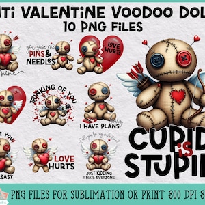 Anti Valentine Voodoo Doll Bundle for Sublimation or Print, Printable Funny Valentine&#39;s Day Designs, Voodoo Dolls