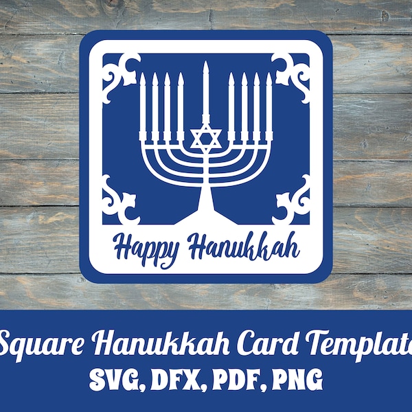 Hanukkah Greeting Card Template SVG Cut File for Silhouette and Cricut, Hanukkah Card, Chanukah Greeting, Card Template, Star of David