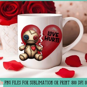 Anti Valentine Voodoo Doll Love Hurts for Sublimation or Print, Printable Funny Valentine&#39;s Day Design, Voodoo Doll