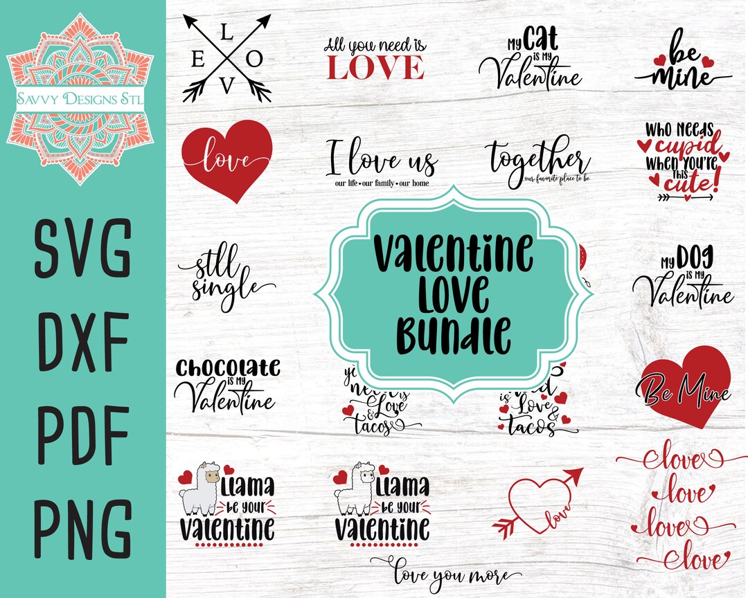 Valentine's Day Love Cut File Bundle for Silhouette and Cricut, INSTANT ...