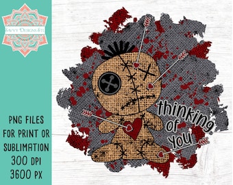 Anti Valentine Voodoo Doll Sublimation File, Valentine png, Thinking of You, Voodoo Doll