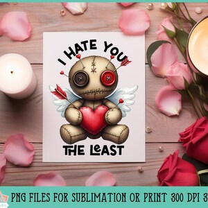 Anti Valentine Voodoo Doll Hate You Least for Sublimation or Print, Printable Funny Valentine&#39;s Day Design, Voodoo Doll