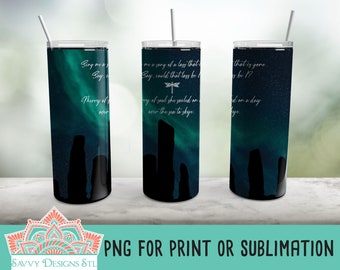 Skye Song Over Craig Na Dun Skinny Tumbler Sublimation File, Sassenach, Stone Circle, Claire Fraser, Jamie Fraser