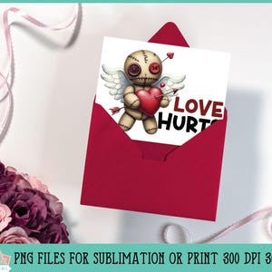 Anti Valentine Voodoo Doll Love Hurts for Sublimation or Print, Printable Funny Valentine&#39;s Day Design, Voodoo Doll
