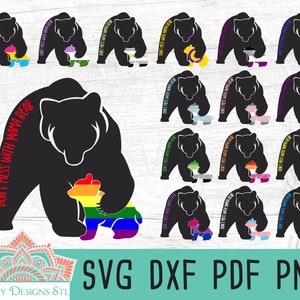 Don&#39;t Mess With Mama Bear LGBTQ Pride Gender Identity Flag Bundle for Cricut and Silhouette, Equality, Pride