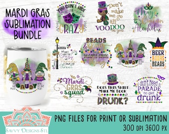 Mardi Gras PNG Bundle: Sublimation Designs (Instant Download)