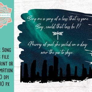 Skye Song Over Craig Na Dun Sublimation File, Sassenach, Stone Circle, Claire Fraser, Jamie Fraser
