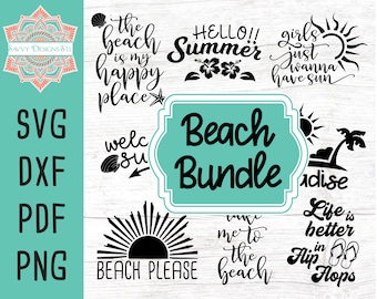 Beach Cut File Bundle for Silhouette and Cricut, INSTANT DOWNLOAD, summer svg, beach svg, png, dfx, and pdf