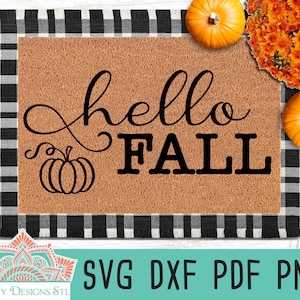 Hello Fall Cut File for Silhouette & Cricut, Doormat Stencil svg, Fall Doormat svg, Hello Fall svg, Fall Printable