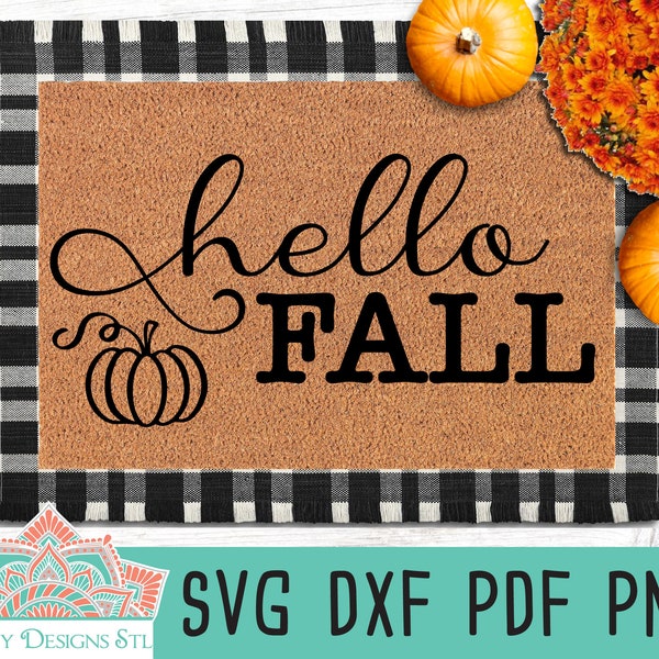 Hello Fall Cut File for Silhouette & Cricut, Doormat Stencil svg, Fall Doormat svg, Hello Fall svg, Fall Printable