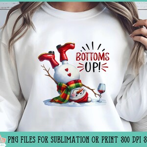 Clipart drôle de bonhomme de neige de vin pour la sublimation ou l'impression, sublimation de vacances, Noël PNG, lot de sublimation drôle de Noël
