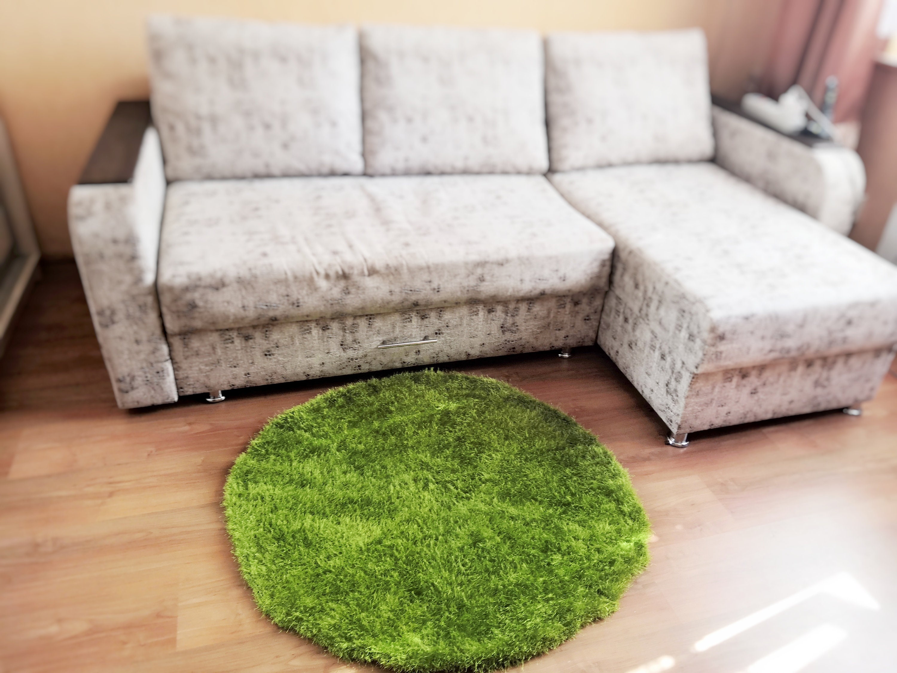 Shaggy round grass rug Green kids carpet cozy blanket Baby Etsy